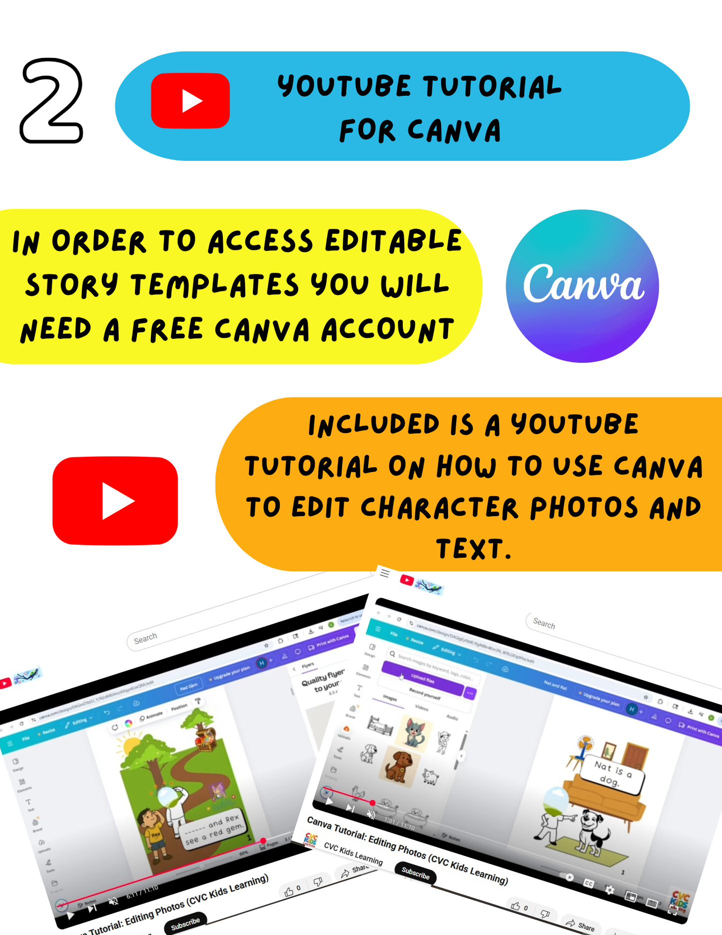 Fun Decodable CVC Story Templates (Edit Images)